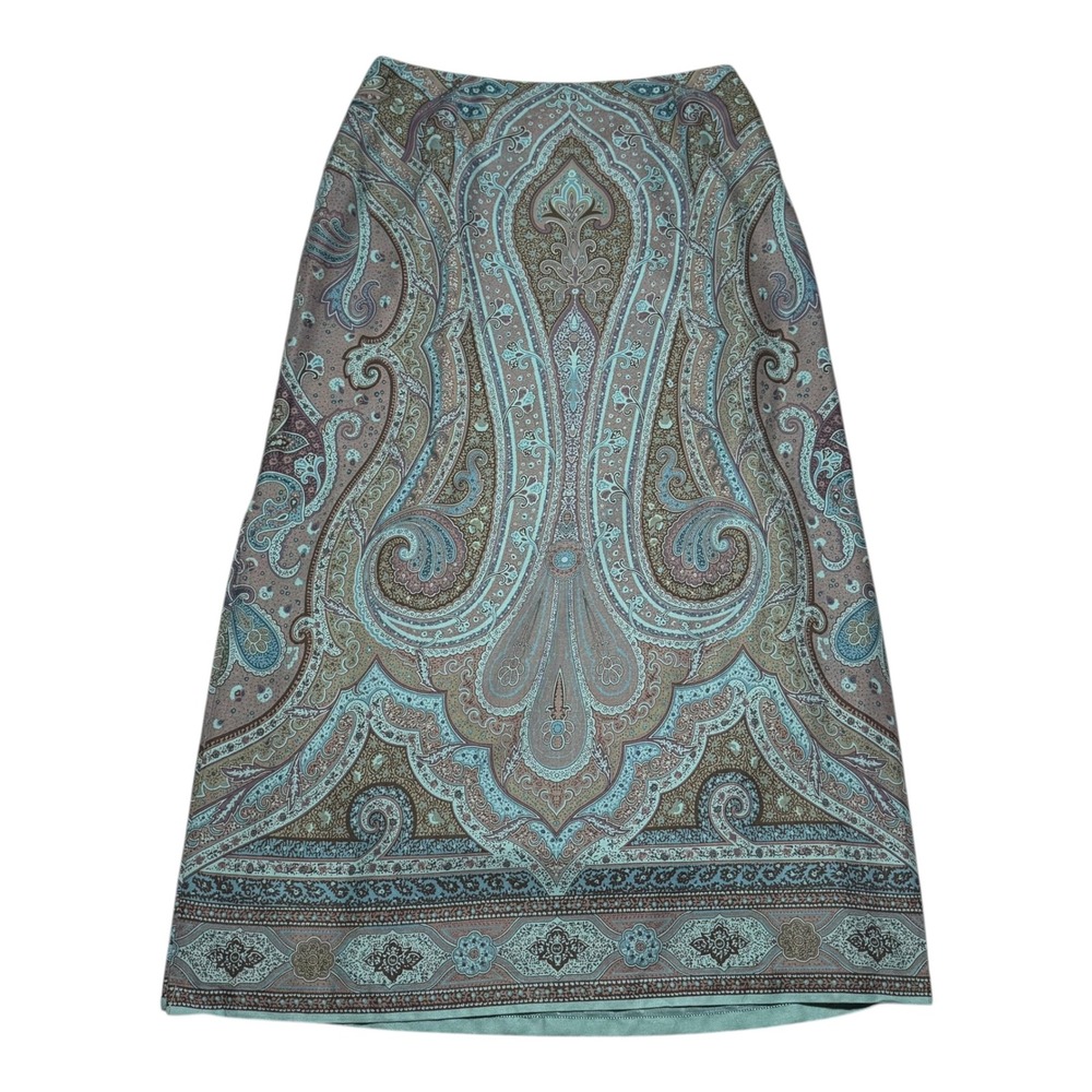Y2K Charter Club Blue Multicolor Geometric Patterned Skirt Womens 10 (31" Waist)